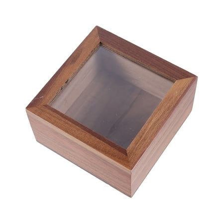 QUMONIN Walnut Jewelry Display Box with Glass Top & Storage