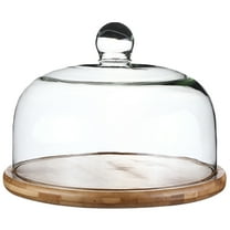 QUMONIN Wood Cake Stand with Glass Dome for Parties and Weddings - 5.9"X5.9"X4.5