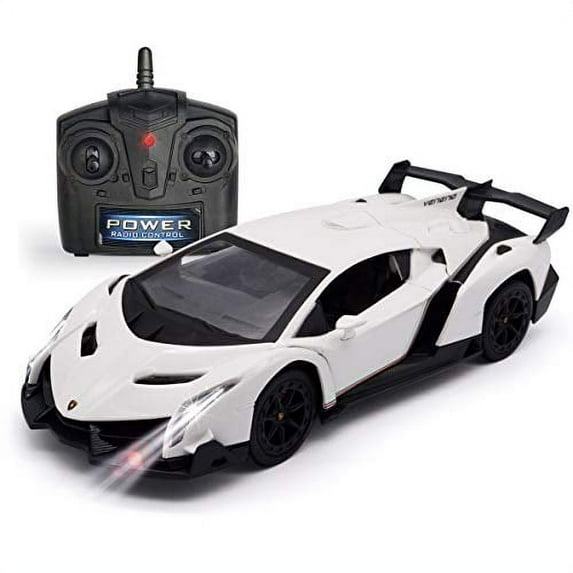 Remote Control Car Compatible with Lamborghini Veneno Officially Licensed 1:24 Model Vehicle for Boys Gifts,White