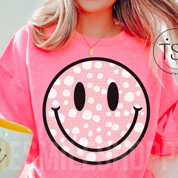 QUNHSHIRT Preppy Smile Face Shirt distressed smile Face Pink Smile Face pink smile Shirt Download Shirt Unisex S-5XL Hot Trending Shirt, Vintage Birthday Gift