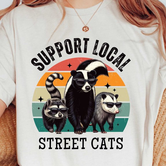 QUNHSHIRT Support Local Street Cats T-Shirt, Gift for Him, Retro Unisex T-Shirt, Support Your Local Street Cats T-Shirt, Graphic T-Shirt Unisex S-5XL Hot Trending Shirt, Vintage Birthday Gift
