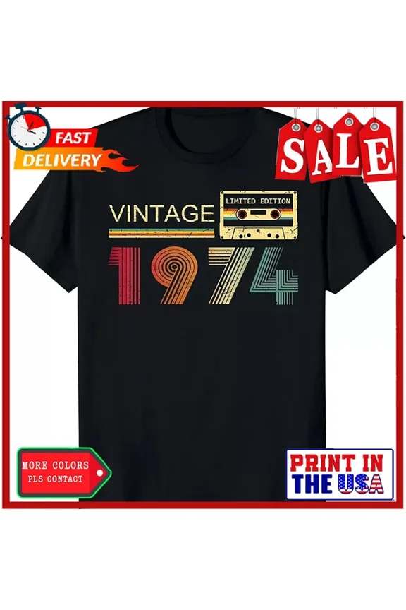 Vintage 1974 Theme For 50Th Birthday Party Gift T-Shirt Unisex S-5XL Hot Trending Shirt, Vintage Birthday Gift