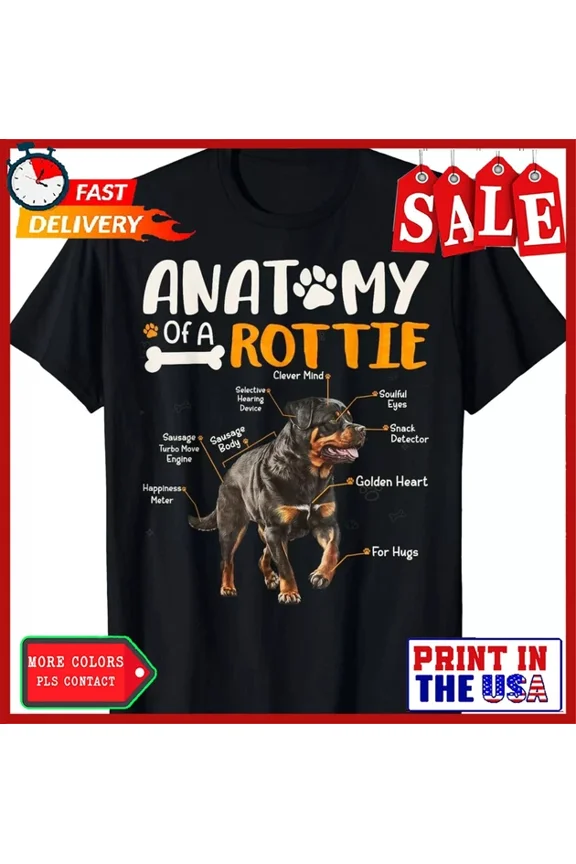 Vintage Anatomy Of A Rottweiler Dog Funny Rottie Pet Lover Gift T-Shirt Unisex S-5XL Hot Trending Shirt, Vintage Birthday Gift