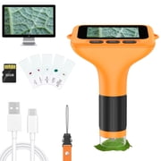 QUNSE Digital Microscope for Kids with 3-Inch IPS Screen, Rechargeable Handheld Pocket Microscope with Photo and Video, 8 LED Lights, Compatible with Windows and Mac Orange