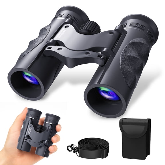 QUNSE 10x25 HD Binoculars for Adults and Kids, Waterproof Compact Travel Binoculars with BAK-4 Prism, Fully Multi-Coated Optics, Low Light Vision, Bird Watching, Hunting, Travel (Dark Gray)