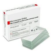 QUNSE 50 Pieces Pre-Cleaned Ground Edge Glass Microscope Slides, Standard Size 1" x 3" x 0.04", with Safe 45° Clipped Corners, for Students, Teachers, Classroom and Lab Use