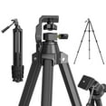 thumbnail image 1 of QUNSE 52" Aluminum Camera Tripod, Lightweight Travel Tripod for Camera & Phone with 360° Pan/180° Tilt Fluid Head, 4-Section Quick Release Stand with Universal 1/4" Screw, 1 of 9