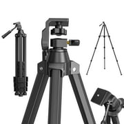 QUNSE 52" Aluminum Camera Tripod, Lightweight Travel Tripod for Camera & Phone with 360  Pan/180  Tilt Fluid Head, 4-Section Quick Release Stand with Universal 1/4" Screw