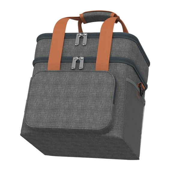 QUNSE Insulated Lunch Bag for Work, 17L Dual-Layer Leakproof Soft Cooler Bag with Shoulder Strap, Large Lunch Box Tote for Adults, Men and Women, Picnic, Camping, Travel, Gray