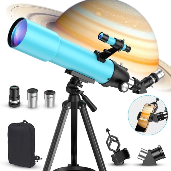 QUNSE High Powered Telescope for Adults & Beginners, 80mm Aperture 500mm Refractor, 20X150X Magnification, Fully Multi-Coated Optics, Adjustable Tripod, Phone Adapter & Backpack
