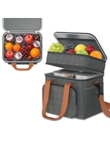 QUNSE Insulated Lunch Bag for Work, 17L Dual-Layer Leakproof Soft Cooler Bag with Shoulder Strap, Large Lunch Box Tote for Adults, Men and Women, Picnic, Camping, Travel, Gray