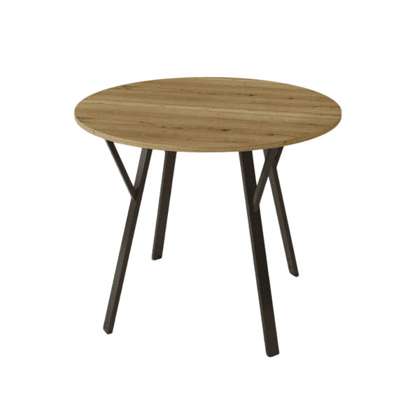 QUNTTINA 35 Inch Round Dining Table, Light Brown Wood Grain Table with Metal Legs for 2-4 People