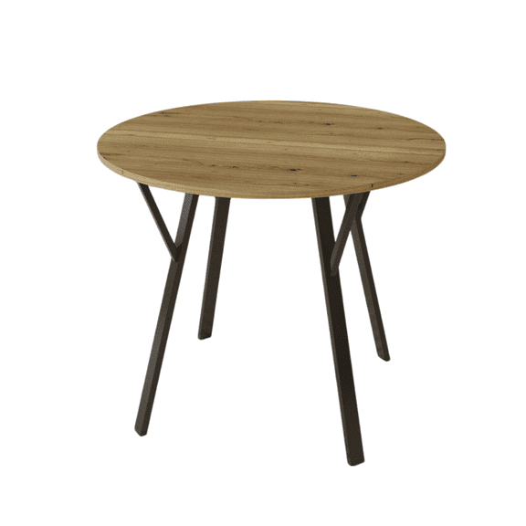 QUNTTINA 35 Inch Round Dining Table, Light Brown Wood Grain Table with Metal Legs for 2-4 People