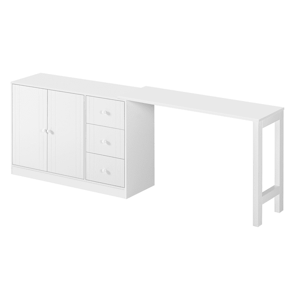 QUNTTINA 89.7 Inch Extendable Table with 2 Doors and 3 Drawers,Sideboard Buffet Cabinet