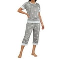 thumbnail image 1 of QUNYINEY 2 Piece Pajama Sets for Women Soft Star Short Sleeve Top And Capri Pants Casual Crew Neck Womens Loungewear Set, 1 of 6