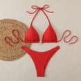 thumbnail image 1 of QUNYINEY 2 Piece Womens Bikini Set High Waisted Red Swimsuits Tummy Control Triangle Swimsuit Sets, 1 of 7