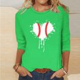 thumbnail image 1 of QUNYINEY 3/4 Sleeve Womens Shirts Casual Baseball Crew Neck Green Tops Drop Shoulder Loose T-Shirts, 1 of 4