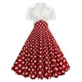thumbnail image 1 of QUNYINEY A Line Summer Dresses for Women 2026 Vacation Short Sleeve Polka Dot Midi Dresses Slim Fit Collared Flowy Dresses, 1 of 8