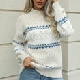 thumbnail image 1 of QUNYINEY Beige Women Sweaters Pullover Vintage Mock Neck Fuzzy Knit Tops Relaxed Fit Warm Long Sleeve Casual Sweaters, 1 of 3