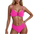 thumbnail image 1 of QUNYINEY Bikini Women Swimsuits Pink Pleated Bathing Suit High Waisted Swimsuit Sets, 1 of 5