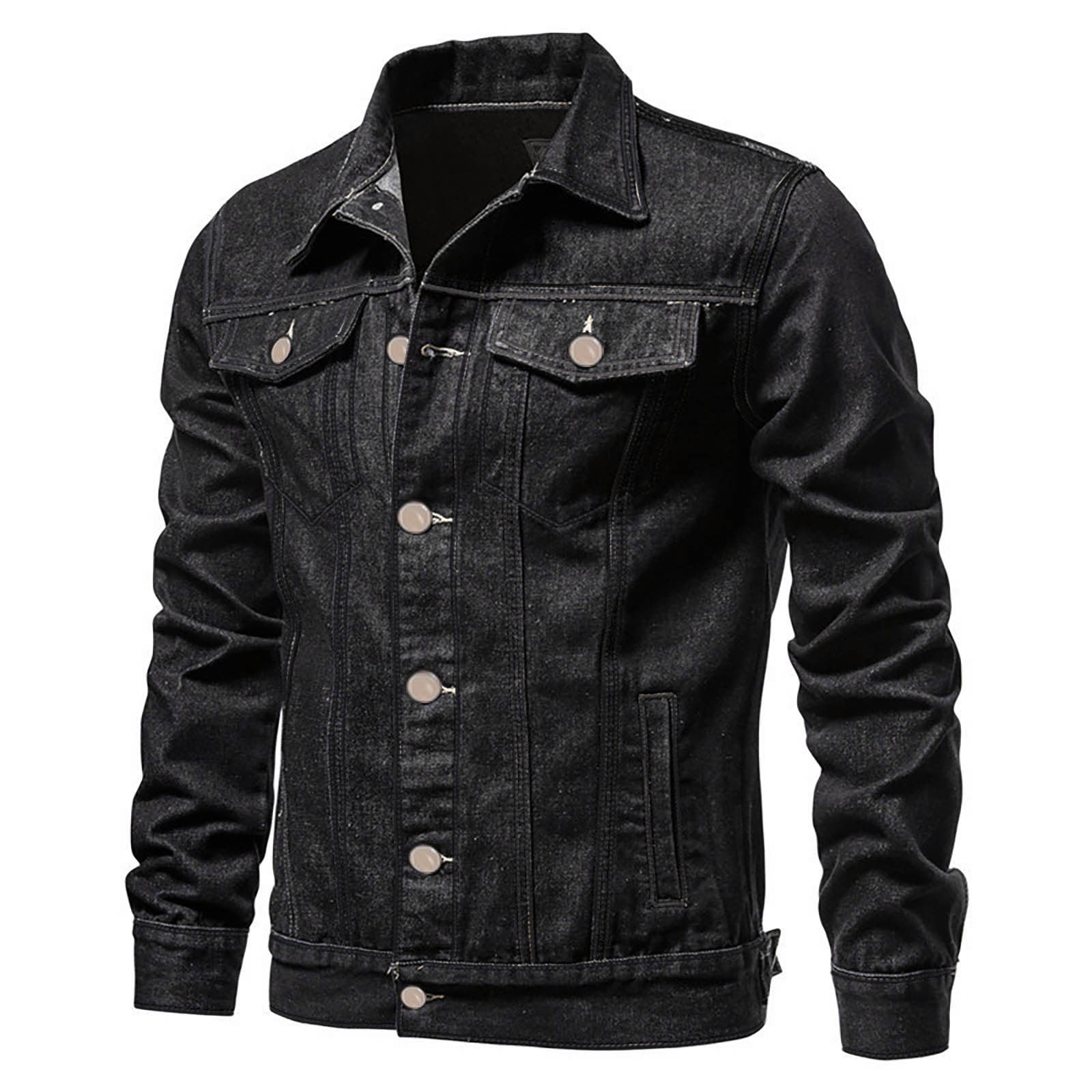 Mens Stand Collar Jacket Classic Full Zip Up Jacket No Hood