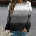 thumbnail image 1 of QUNYINEY Black Womens Sweatshirts Casual Long Sleeve Crew Neck Gradient Tops Pullover Loose Drop Shoulder Sweatshirts, 1 of 4