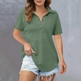 thumbnail image 1 of QUNYINEY Blouses for Women Casual Green Short Sleeve Waffle Shirts Loose Pullover Collared Button Women Tops, 1 of 5