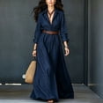 thumbnail image 1 of QUNYINEY Blue Dresses for Women Plus Size Flowy Long Casual Long Sleeve A Line Dress Commute Collared Slim Fit Casual Button Down Dresses, 1 of 9