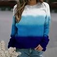 thumbnail image 1 of QUNYINEY Blue Sweatshirts for Women Trendy Crew Neck Casual Gradient Long Sleeve Tops Pullover Drop Shoulder Loose Sweatshirts, 1 of 4
