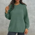 thumbnail image 1 of QUNYINEY Blue Women Sweaters Solid Cable Knit Crew Neck Pullover Tops Regular Long Sleeve Casual Sweaters, 1 of 5