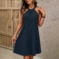 thumbnail image 1 of QUNYINEY Blue Womens Dresses Casual Sleeveless Midi Summer A Line Sundress Crew Neck Loose Fit Vacation Dresses, 1 of 8