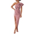thumbnail image 1 of QUNYINEY Bodycon Wedding Guest Dresses for Women Pink Sleeveless Formal One Shoulder Long Dresses Prom Slim Fit with Slit Dresses, 1 of 8
