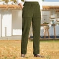 thumbnail image 1 of QUNYINEY Chinos Pants for Women Trendy Business Corduroy Green Straight Leg Casual Pant Green Elastic Waist with Pockets Relaxed Fit Pants, 1 of 6