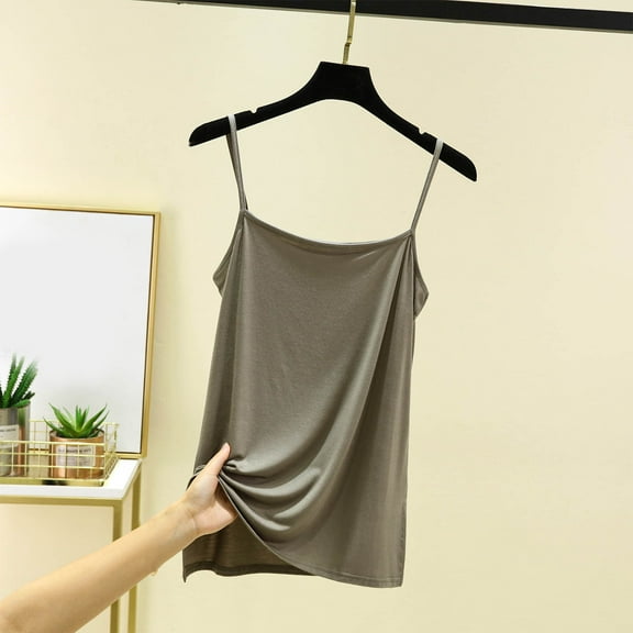 QUNYINEY Camisole Tank Tops for Women 2025 Sleeveless Crew Neck Solid Casual Tops Vacation Summer Loose Tank Tops