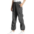 thumbnail image 1 of QUNYINEY Cargo Pants for Women Casual Button Solid Wide Leg Trousers Elastic Waist with Pockets Drawstring Relaxed Fit Pants, 1 of 5