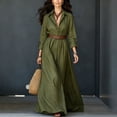 thumbnail image 1 of QUNYINEY Casual Dresses for Women 2026 Long Long Sleeve Commute Flowy A Line Dress Slim Fit Casual Button Down Collared Solid Dresses, 1 of 9