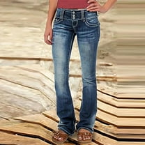 QUNYINEY Casual Jeans Women High Waist Wide Leg Stretch Solid Denim Pants Comfortable Relaxed Fit Pants