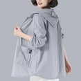 thumbnail image 1 of QUNYINEY Casual Light Jackets for Women Solid Zip Up Hooded Coats Sun Protection with Pockets Loose Jacket, 1 of 5
