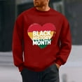 thumbnail image 1 of QUNYINEY Casual Mens Sweatshirt Crew Neck Long Sleeve Black History Month Red Tops Pullover Loose Drop Shoulder Sweatshirts, 1 of 6