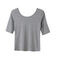 thumbnail image 1 of QUNYINEY Casual Shirts for Women Short Sleeve Pullover Solid Crew Neck Tops Loose Spring Tops for Women, 1 of 3