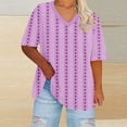 thumbnail image 1 of QUNYINEY Casual Shirts for Women Trendy Striped Short Sleeve V Neck Tops Pullover Plus Size Loose T-Shirts, 1 of 4