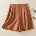 thumbnail image 1 of QUNYINEY Casual Shorts Women Bermuda Comfort Waist Solid with Pockets Loose Shorts, 1 of 7