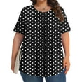 thumbnail image 1 of QUNYINEY Casual Summer Tops for Women Crew Neck Polka Dot Short Sleeve Blouses Plus Size Loose Pleated Pullover Tops, 1 of 6