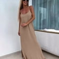 thumbnail image 1 of QUNYINEY Casual Sundresses for Women Beach Solid Colors Long Sleeveless Slip Dress Vacation with Slit Loose Fit Crew Neck Dresses, 1 of 6