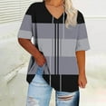 thumbnail image 1 of QUNYINEY Casual Tee Shirts Womens V Neck Short Sleeve Colorblock Tops Plus Size Loose Summer Pullover Womens Tops, 1 of 5