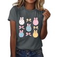 thumbnail image 1 of QUNYINEY Casual Women Shirts Crew Neck Easter Pullover Short Sleeve Tops Funny Loose Womens Tops Trendy, 1 of 4
