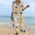 thumbnail image 1 of QUNYINEY Casual Women's Plus Size Dresses 3/4 Sleeve Beach Midi Floral A Line Dress Loose Fit V Neck Casual Dresses, 1 of 6