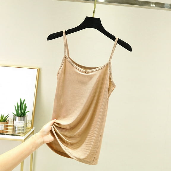 QUNYINEY Casual Women's Tank Tops Solid V Neck Sleeveless Camisole Tops Summer Ribbed Loose Tank Tops