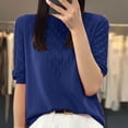 thumbnail image 1 of QUNYINEY Casual Women's Tops Short Sleeve Pullover Crew Neck Solid Shirts Loose Knit Women Shirts, 1 of 3
