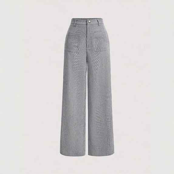 QUNYINEY Casual Womens Pants Wide Leg Vintage Corduroy Trousers Loose with Pockets Women Chinos Pants